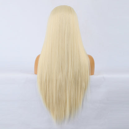 Natural Realistic Wig 613# Chemical Fiber Front Lace Long Straight Hair Matte High Temperature Silk Headgear