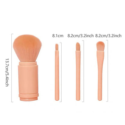 4 In 1 Telescopic Makeup Brush Portable Travel Makeup Brushes Set Eyeshadow Loose Powder Mini Makeup Brush Beauty Tools