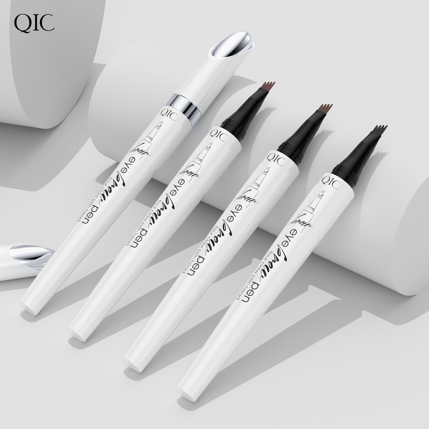 QIC ceramic white liquid four-claw eyebrow pencil wild eyebrow waterproof non-smudge four-head forked eyebrow pencil