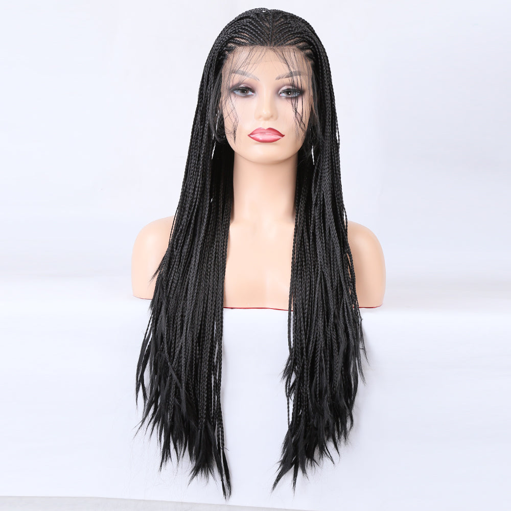 Long Synthetic Wig with Braided Box Braids Wigs For Black Women Daily Wear White Hat Wig Adjustable For Girls