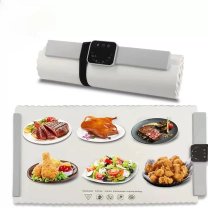 Electric Warming Tray, Full Surface Warming Mat for Food, Rollable and Portable, Fast Heating Pad with 3 Temperature Control