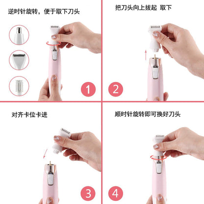 5 in 1 Electric Lady Shaver Eyebrow Trimmer Armpit Hair Leg Hair Scraper Hair Remover