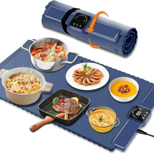 Electric Warming Tray, Full Surface Warming Mat for Food, Rollable and Portable, Fast Heating Pad with 3 Temperature Control