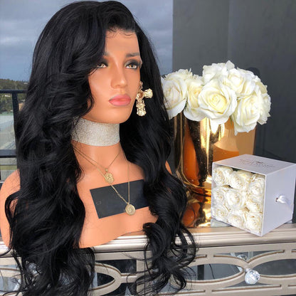 Hair Body Wave Lace Front Wigs for Women Black Color Synthetic Hair Glueless Lace Wigs with Natural Hairline