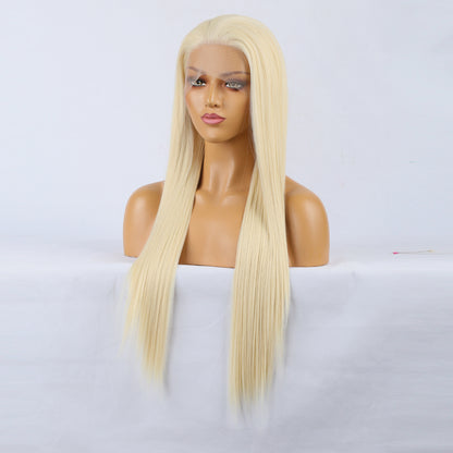 Natural Realistic Wig 613# Chemical Fiber Front Lace Long Straight Hair Matte High Temperature Silk Headgear