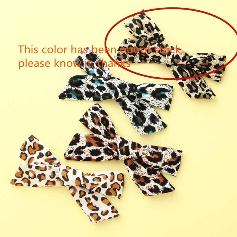 5pcs/lot Girls Leopard Fabric Bow Hairpins Soft Bowknot Hair Clips Children Customized Gift Simple Hair Accessories Headwear