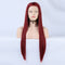 Fashion 13*2.5 Wine Red Wig Chemical Fiber Front Lace Wig Head Cover Natural Hairline