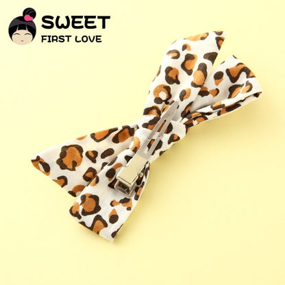 5pcs/lot Girls Leopard Fabric Bow Hairpins Soft Bowknot Hair Clips Children Customized Gift Simple Hair Accessories Headwear