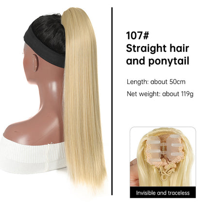 Grab clip ponytail wig female straight hair ponytail mini small grab clip ponytail long straight hair chemical fiber wig high ponytail