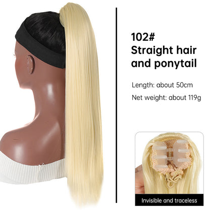 Grab clip ponytail wig female straight hair ponytail mini small grab clip ponytail long straight hair chemical fiber wig high ponytail