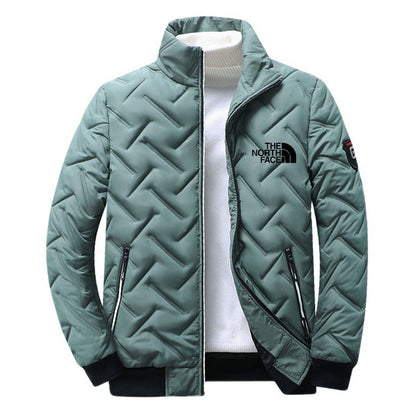 Men's cotton coat, winter new style with added fleece and warmth, diamond shaped cotton coat, Korean version, trendy short style